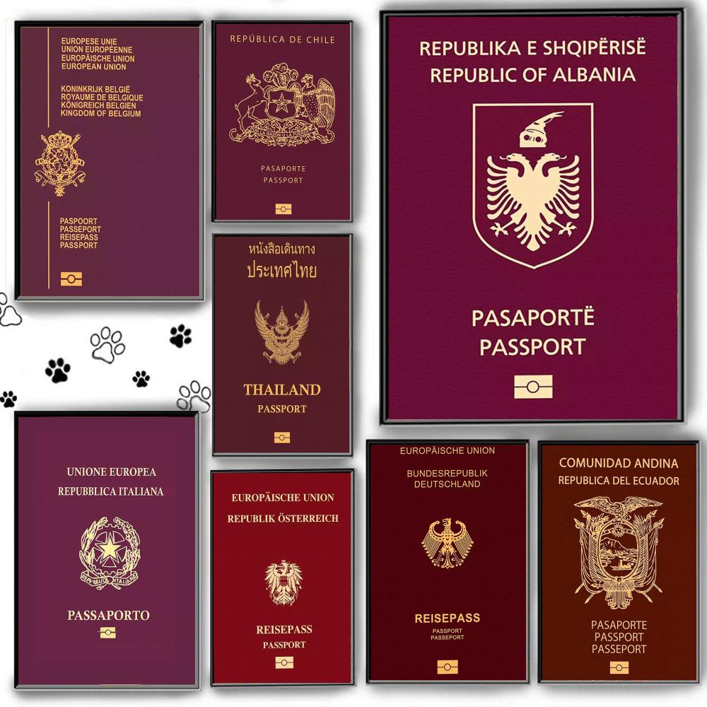 Home Office For Passport - Pôster de passaportes com fundo vermelho,