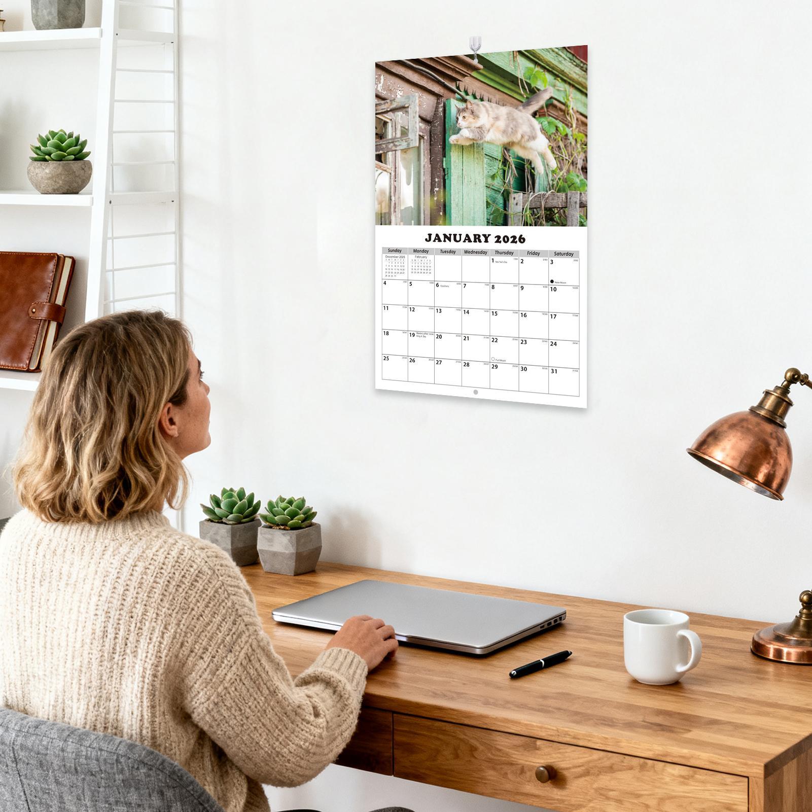 English Home Office - 2026 gato inglês calendário de parede