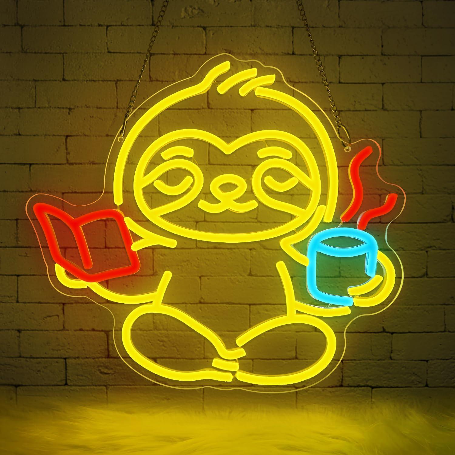 Home Office In Living Room - Luminária Neon de Preguiça USB com