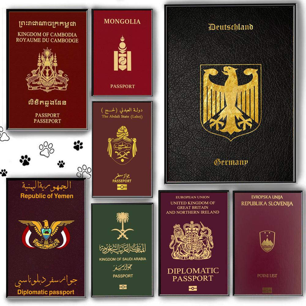 Home Office For Passport - Pôster de passaportes com fundo vermelho