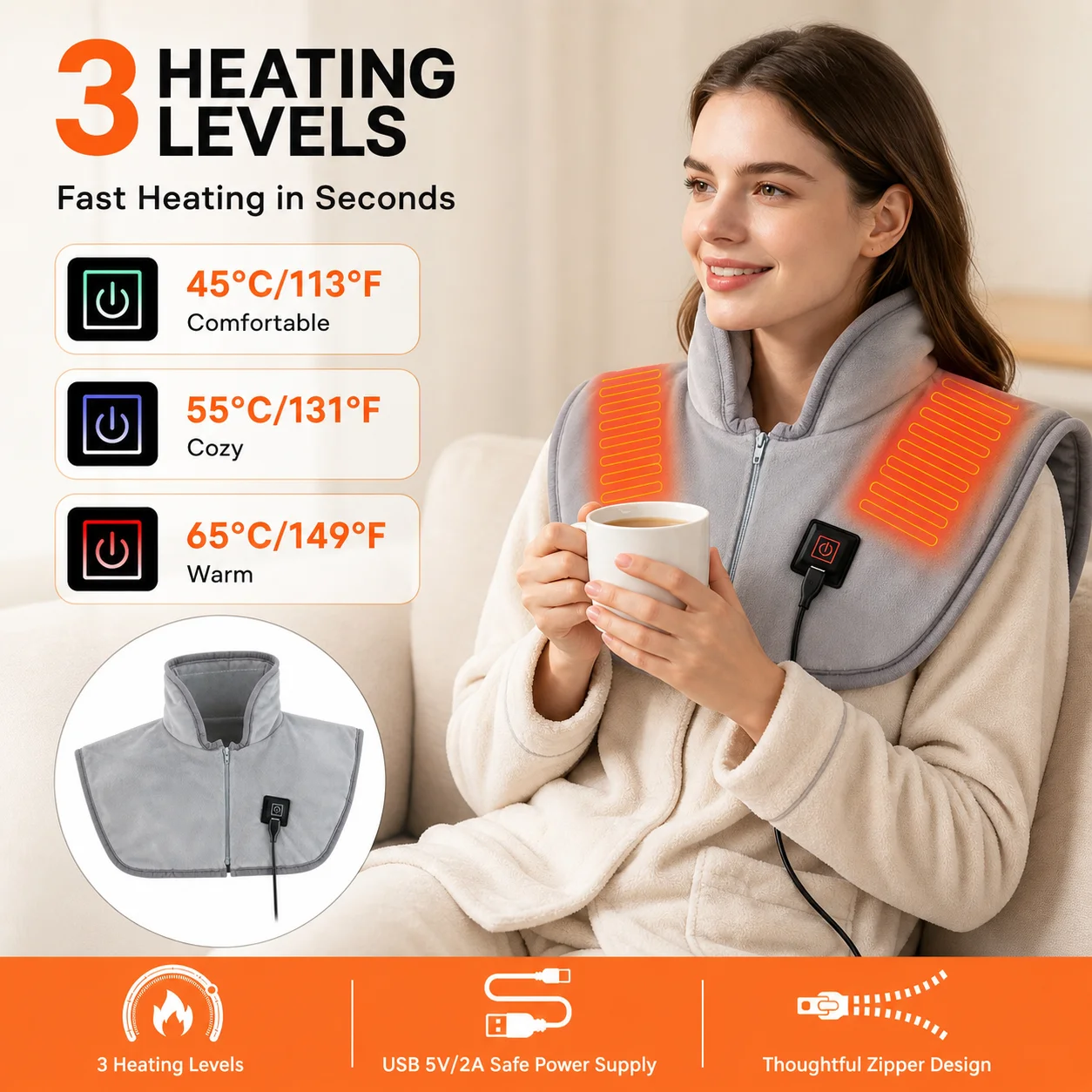 Home Office Hours - Xale Aquecido USB com 3 Níveis