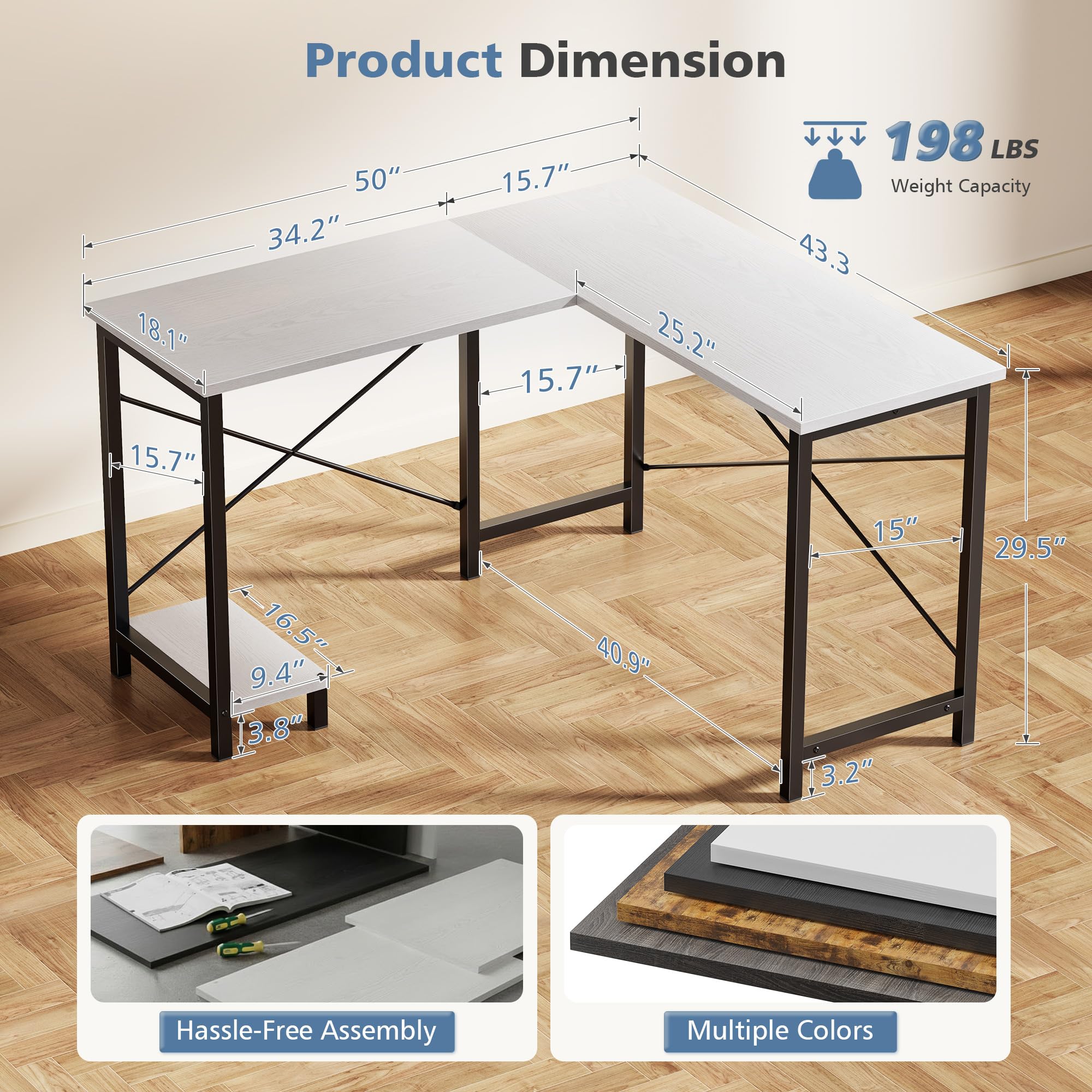 Mesa de Computador em L de 50  - Home Office Work Table avaliação e preço