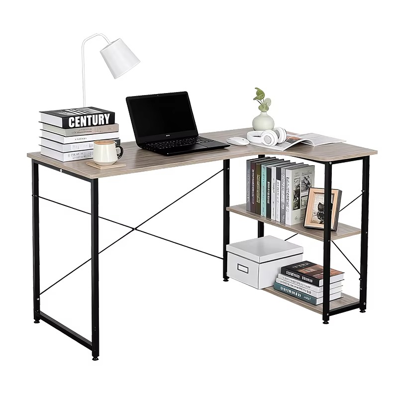 Mesa de Canto em L com Estante - Home Office With Bookshelves avaliação e preço