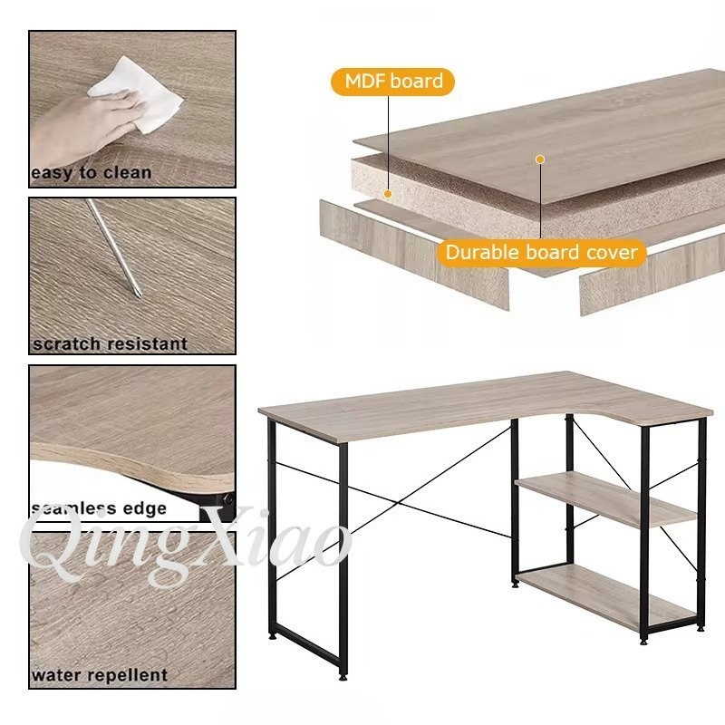 Mesa de Canto em L com Estante - Home Office With Bookshelves avaliação e preço