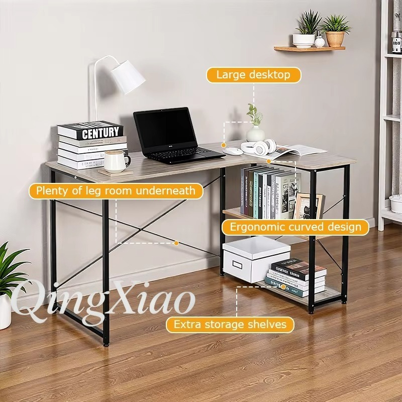 Mesa de Canto em L com Estante - Home Office With Bookshelves avaliação e preço