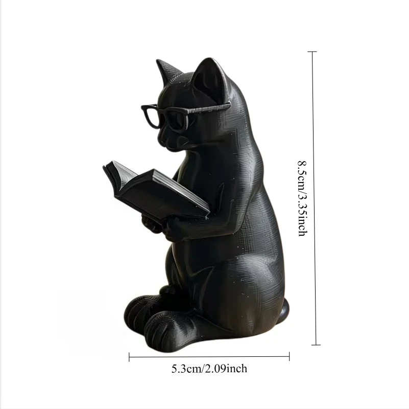 Estatueta de Gato Leitor Impre - Home Office With Bookshelves avaliação e preço