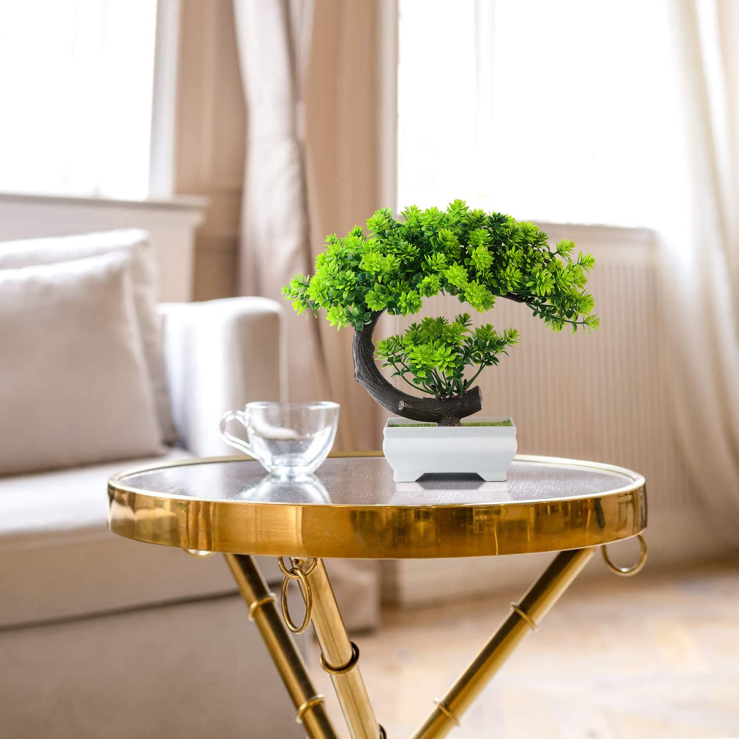 Uflower pequenas plantas artif - Home Office With Bookshelves avaliação e preço
